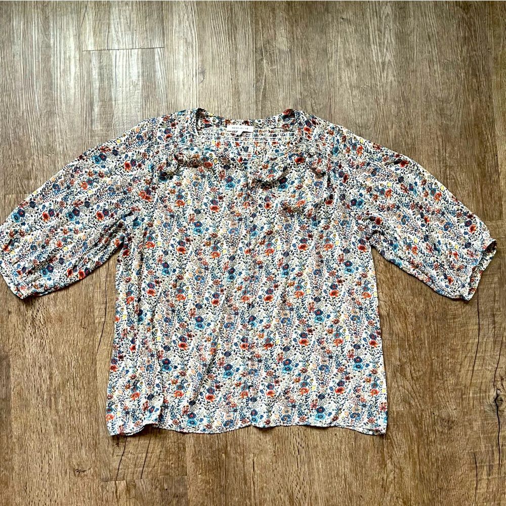 Rose + Olive Floral 3/4 Length Sleeve Blouse - 1X